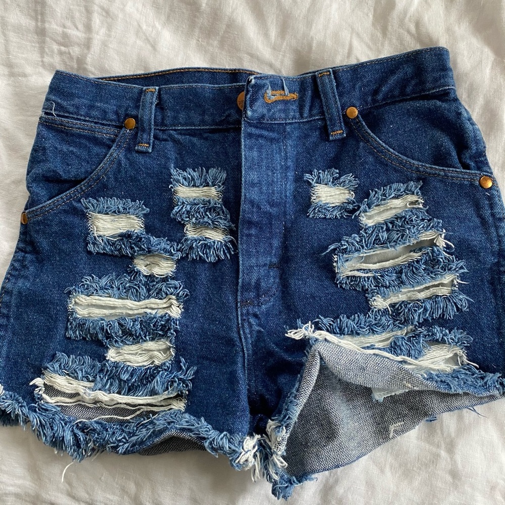 Wrangler distressed denim shorts from Aritzia